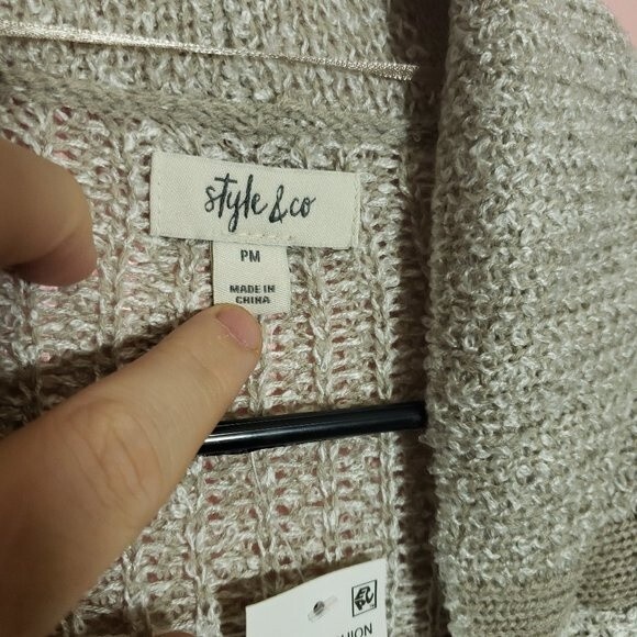 Style & Co Sweater Jacquard Plaid OpenFront Cardigan PM - Picture 2 of 5